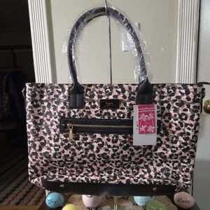 NWT Trina Turk Large Leopard Print Tote w/Detachable Shoulder Strap